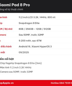 Thông số kỹ thuật Xiaomi Pad 8 Pro
