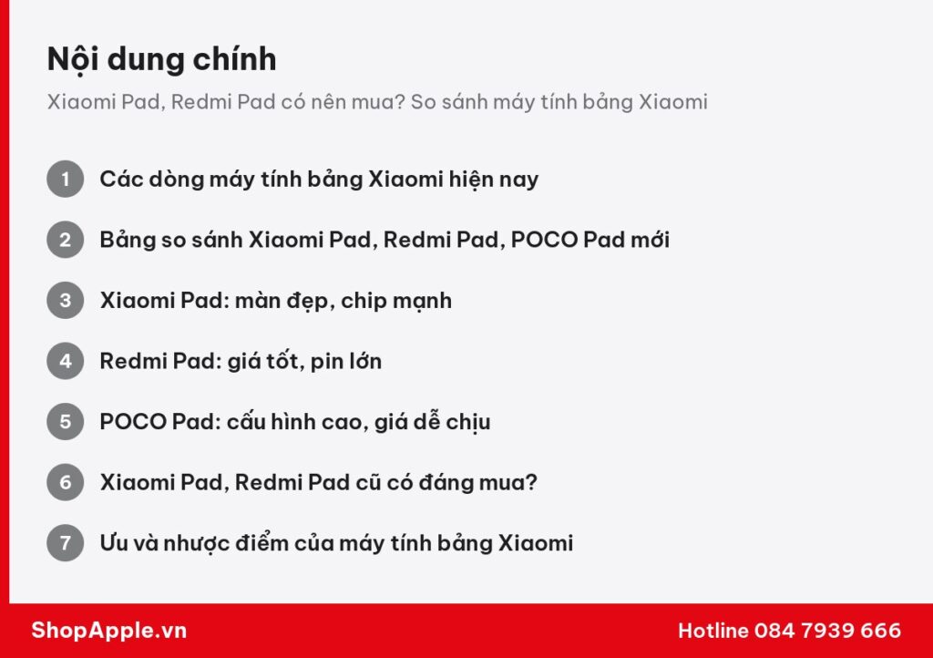 Tóm tắt nội dung: Xiaomi Pad, Redmi Pad có nên mua? So sánh máy tính bảng Xiaomi