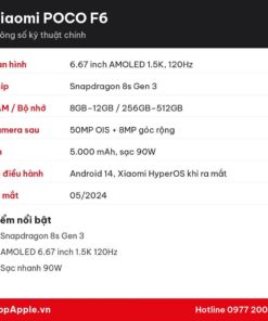 Thông số kỹ thuật Xiaomi POCO F6