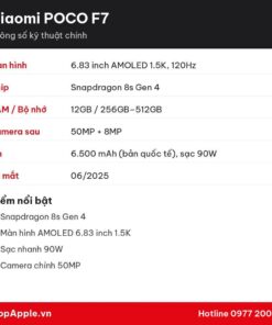 Thông số kỹ thuật Xiaomi POCO F7