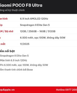 Thông số kỹ thuật Xiaomi POCO F8 Ultra