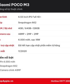 Thông số kỹ thuật Xiaomi POCO M3
