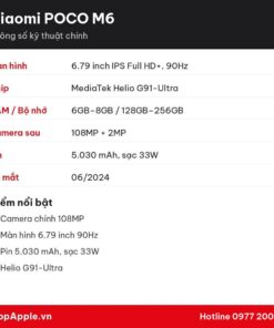 Thông số kỹ thuật Xiaomi POCO M6