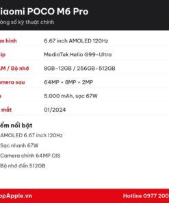 Thông số kỹ thuật Xiaomi POCO M6 Pro