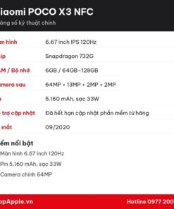 Thông số kỹ thuật Xiaomi POCO X3 NFC