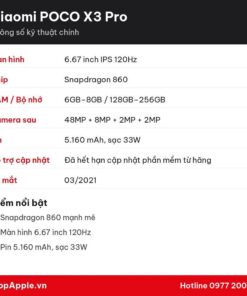Thông số kỹ thuật Xiaomi POCO X3 Pro