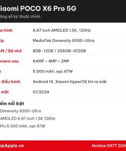 Thông số kỹ thuật Xiaomi POCO X6 Pro 5G