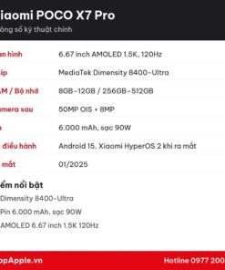 Thông số kỹ thuật Xiaomi POCO X7 Pro