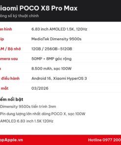 Thông số kỹ thuật Xiaomi POCO X8 Pro Max