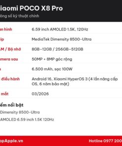 Thông số kỹ thuật Xiaomi POCO X8 Pro