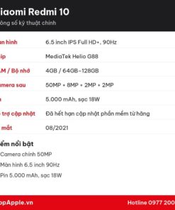 Thông số kỹ thuật Xiaomi Redmi 10