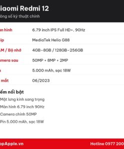 Thông số kỹ thuật Xiaomi Redmi 12