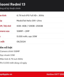 Thông số kỹ thuật Xiaomi Redmi 13