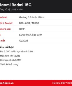 Thông số kỹ thuật Xiaomi Redmi 15C