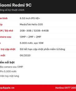 Thông số kỹ thuật Xiaomi Redmi 9C