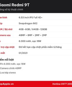 Thông số kỹ thuật Xiaomi Redmi 9T