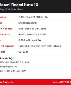 Thông số kỹ thuật Xiaomi Redmi Note 10