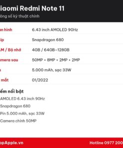 Thông số kỹ thuật Xiaomi Redmi Note 11