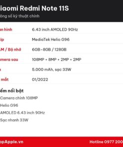 Thông số kỹ thuật Xiaomi Redmi Note 11S