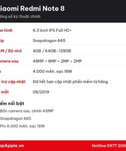 Thông số kỹ thuật Xiaomi Redmi Note 8
