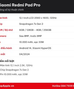 Thông số kỹ thuật Xiaomi Redmi Pad Pro