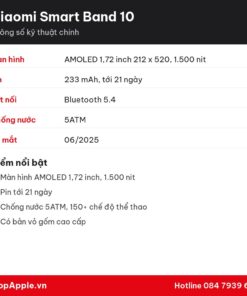 Thông số kỹ thuật Xiaomi Smart Band 10
