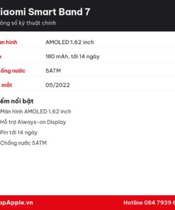 Thông số kỹ thuật Xiaomi Smart Band 7