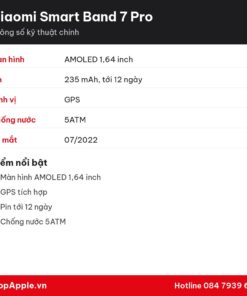 Thông số kỹ thuật Xiaomi Smart Band 7 Pro