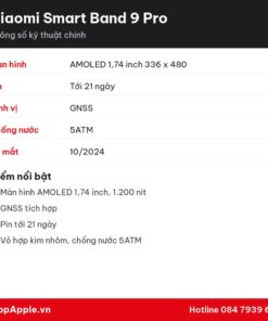 Thông số kỹ thuật Xiaomi Smart Band 9 Pro