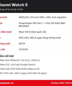 Thông số kỹ thuật Xiaomi Watch 5
