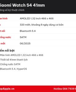 Thông số kỹ thuật Xiaomi Watch S4 41mm