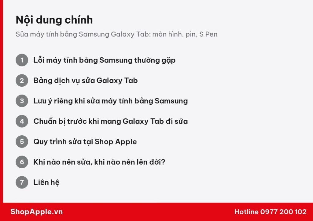 Tóm tắt nội dung: Sửa máy tính bảng Samsung Galaxy Tab: màn hình, pin, S Pen