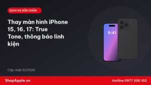 Thay màn hình iPhone 15, 16, 17: True Tone, thông báo linh kiện
