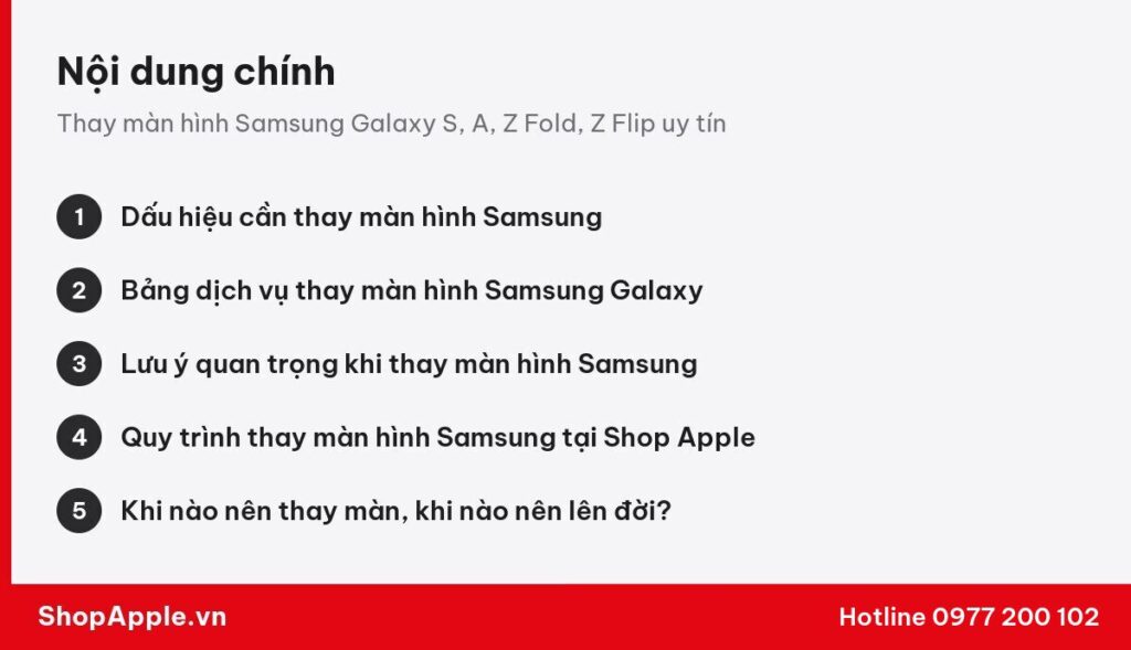 Tóm tắt nội dung: Thay màn hình Samsung Galaxy S, A, Z Fold, Z Flip uy tín